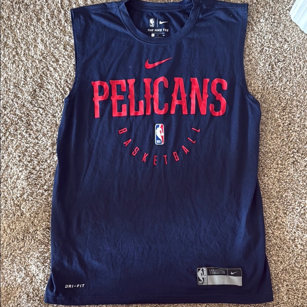 Nike Navy and Red Pelicans Dri-FIT Tank